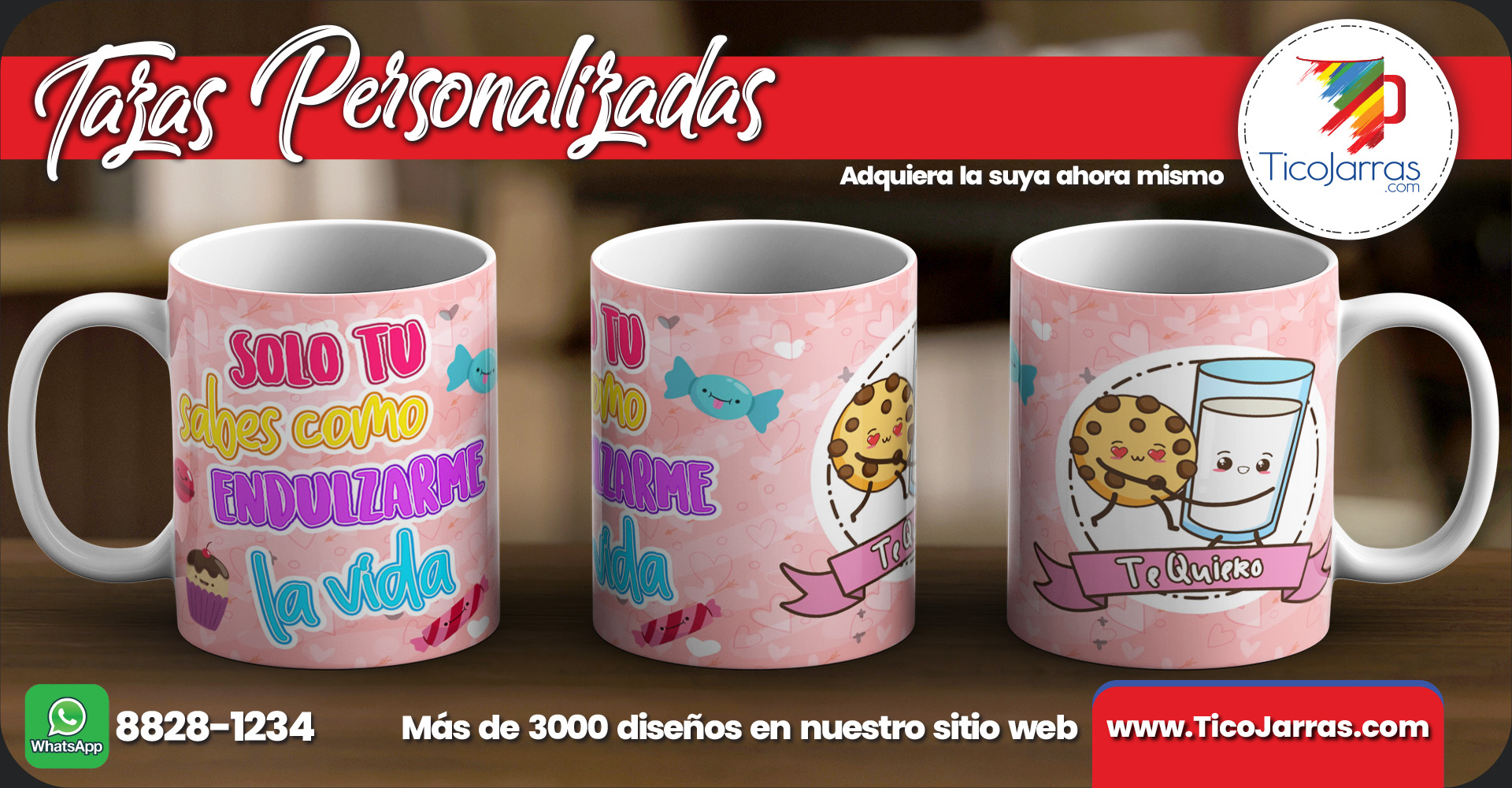 Tazas Personalizadas Solo tú sabes cómo endulzarme la vida te quiero