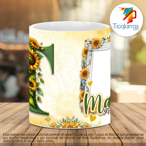 Tazas Personalizadas Mamá Feliz Día, Tazas con Nombre incial T