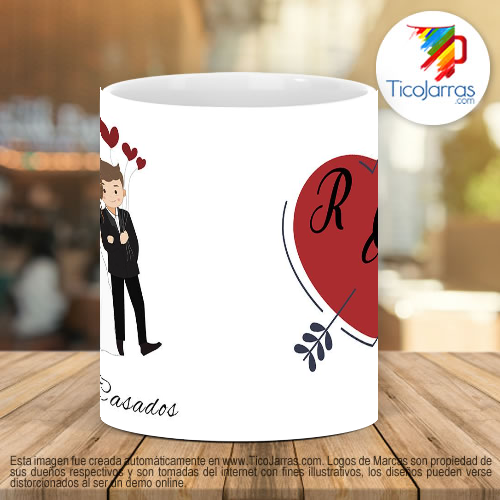 Tazas Personalizadas Recién Casados con iniciales personalizadas