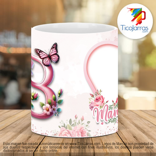 Tazas Personalizadas Te amo Mamá, Feliz Día Letra B
