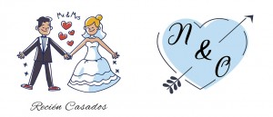 Recién Casados con iniciales personalizadas