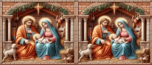 Nacimiento 3D Jesus, María y el niño