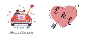 Recién Casados con iniciales personalizadas