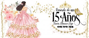 Recuerdo de 15 años, vestido  rosa con oro
