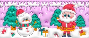 Navidad Santa y muñeco de nieve