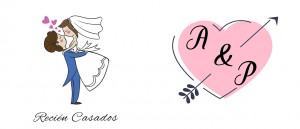 Recién Casados con iniciales personalizadas