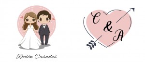 Recién Casados con iniciales personalizadas