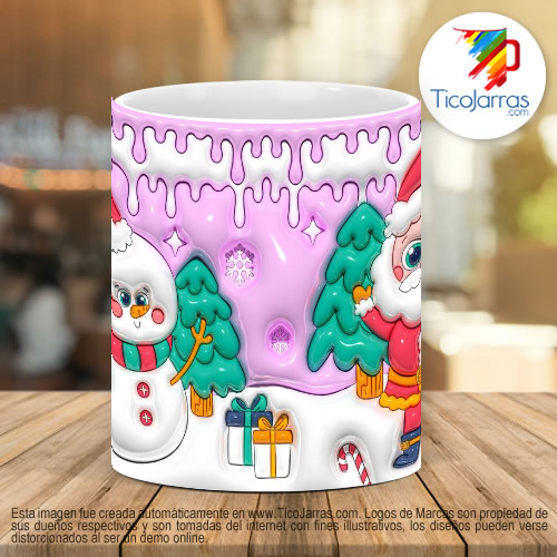 Tazas Personalizadas Navidad Santa y muñeco de nieve