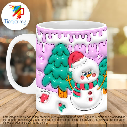 Jarras Personalizadas Navidad Santa y muñeco de nieve