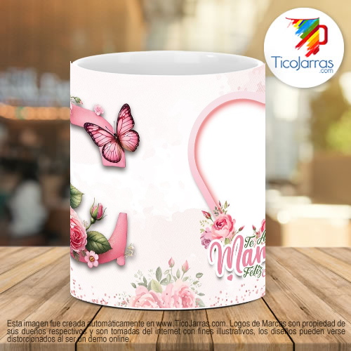 Tazas Personalizadas Te amo Mamá, Feliz Día Letra C