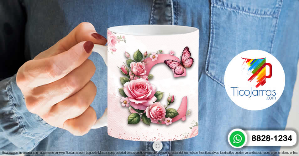 Tazas Personalizadas en Costa Rica Te amo Mamá, Feliz Día Letra C