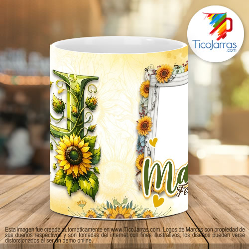 Tazas Personalizadas Mamá Feliz Día, Tazas con Nombre incial H