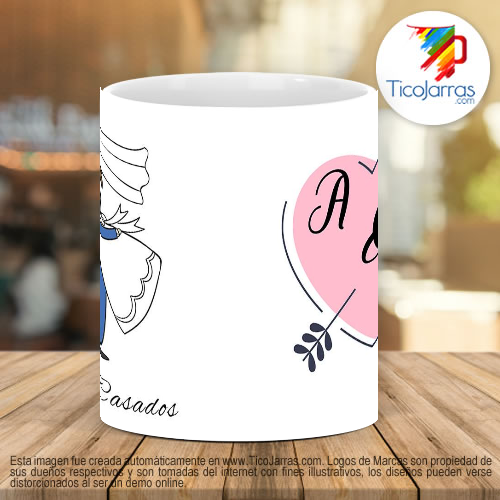 Tazas Personalizadas Recién Casados con iniciales personalizadas