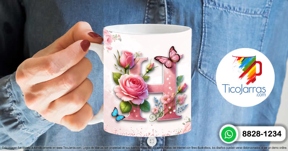 Tazas Personalizadas en Costa Rica Te amo Mamá, Feliz Día Letra H