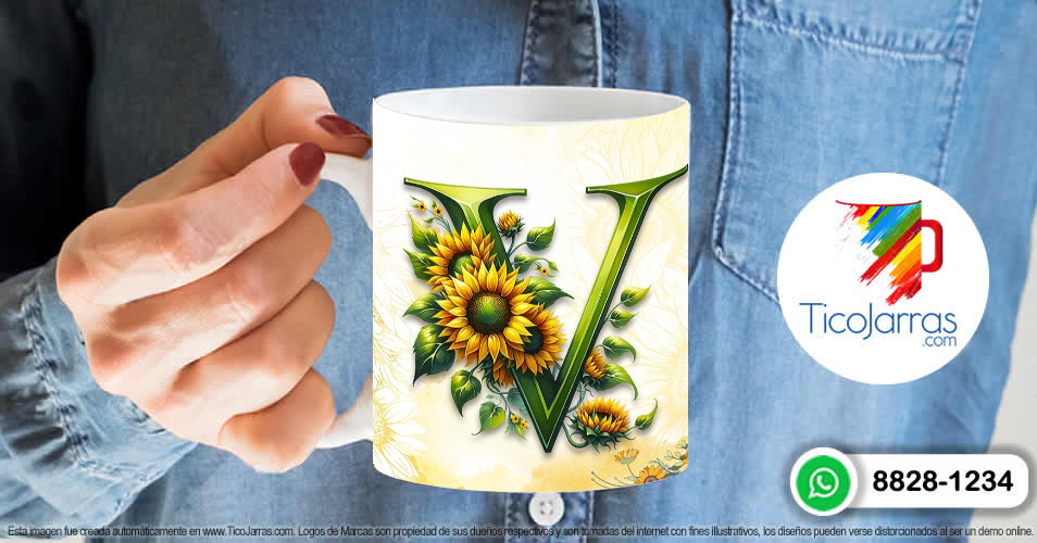 Artículos Personalizados Mamá Feliz Día, Tazas con Nombre incial V
