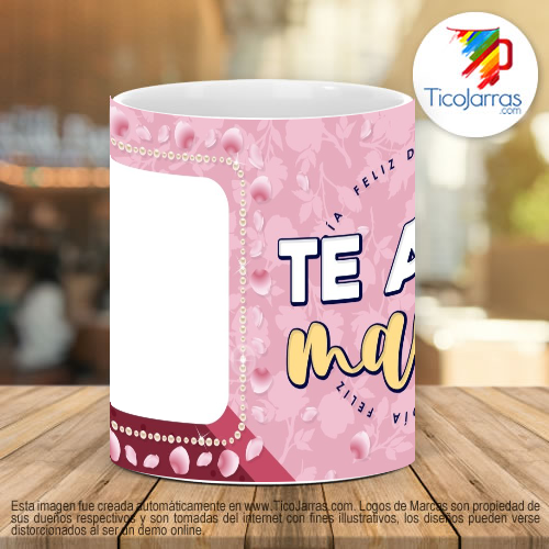 Tazas Personalizadas Te amo Mamá, incluye foto