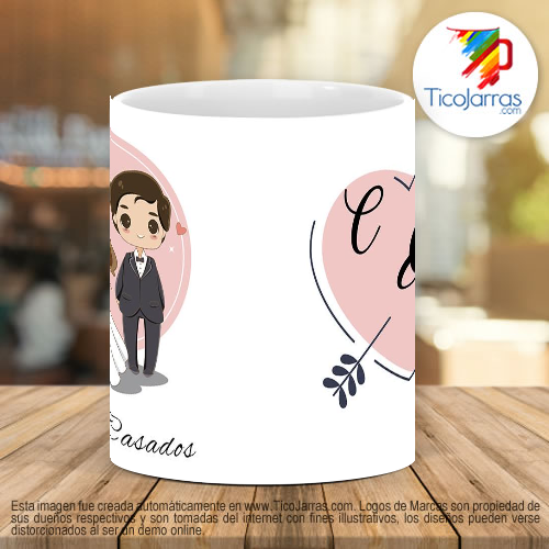 Tazas Personalizadas Recién Casados con iniciales personalizadas