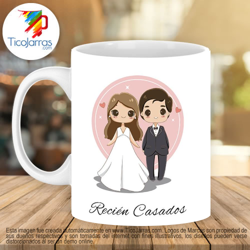 Jarras Personalizadas Recién Casados con iniciales personalizadas