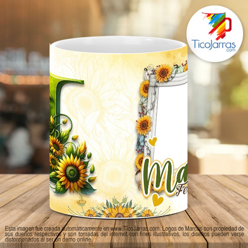 Tazas Personalizadas Mamá Feliz Día, Tazas con Nombre incial I